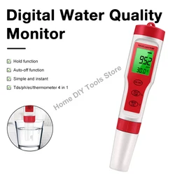 4 in 1 PH Meter PH/TDS/EC/Temperature Meter Digital Water Quality Monitor Tester for Pools Drinking Water Aquariums