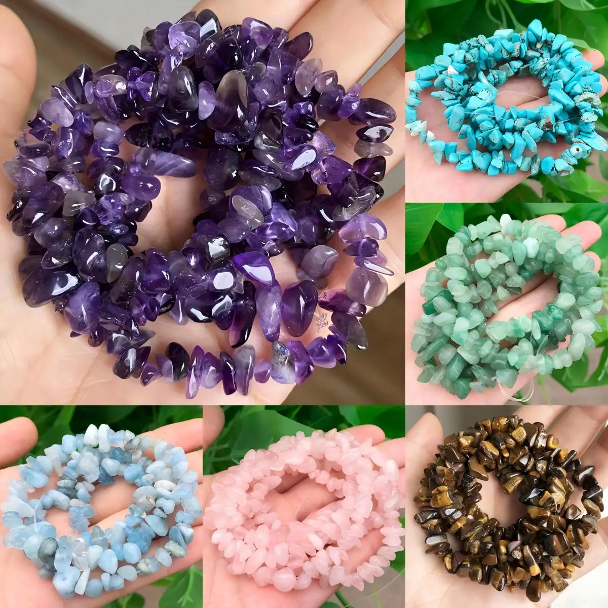 Natural Stone Pink Quartz Amethyst Chip Beads Irregular Gravel Nugget Bead for Jewelry Making DIY Necklace Bracelet Accessory