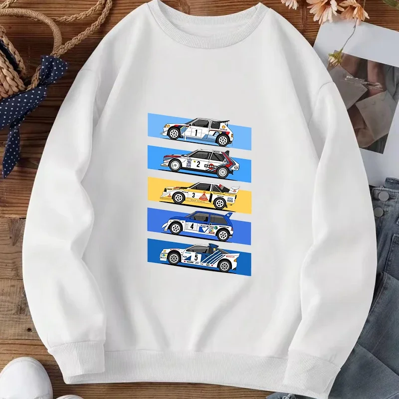 2024 Spring Autunm Loose Casual Men Pullover Racing Car Printing Sweatshirt Tops Soft Hoodies Crewneck Fleece Male Clothing