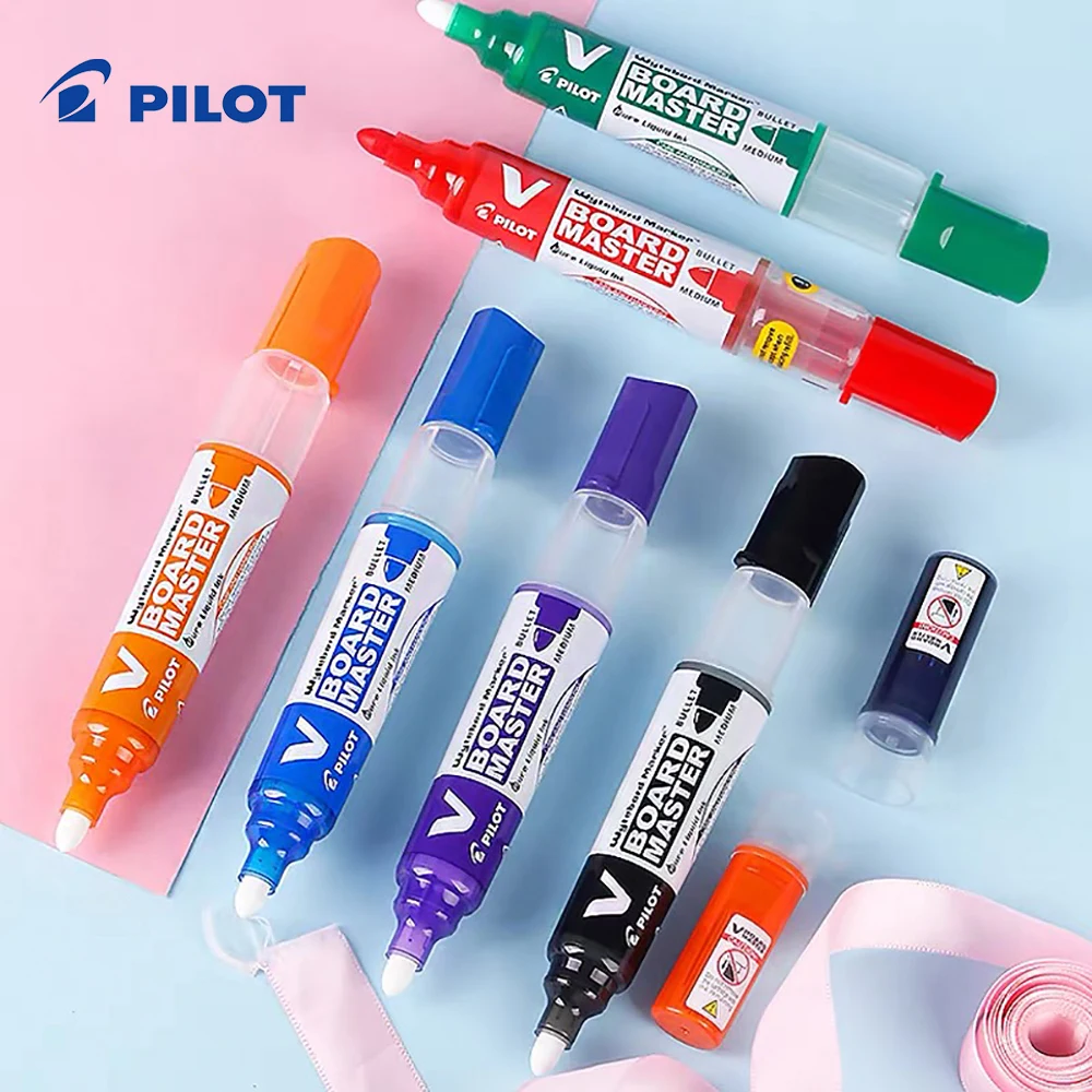 6Pcs Japanese Stationery Pilot Whiteboard Pen Eco-Friendly Non-toxic 2.3mm Erasable Marker Refillable Ink Office School Supplies