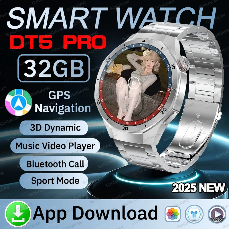 

2025 NEW GT5 PRO New 32GB Memory Smart Watch GPS Navigation Waterproof MP3/MP4 Player APP Download Chat GPT NFC Sport Call Watch