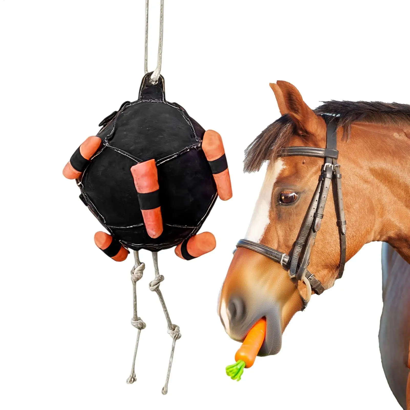 Pelota de heno para caballos, comedero lento, juguete interactivo para premios, pelota dispensadora de forraje para cabras, ovejas, vacas, suministros para caballos para cercas y corrales