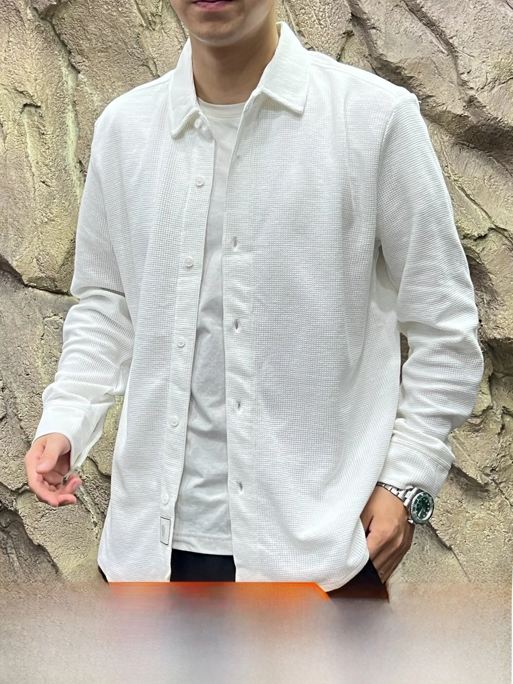 Comfortable Breathable Plaid Texture Long Sleeve Collared Shirt Men's Autumn Versatile Simple  Line Cotton Polyester ...