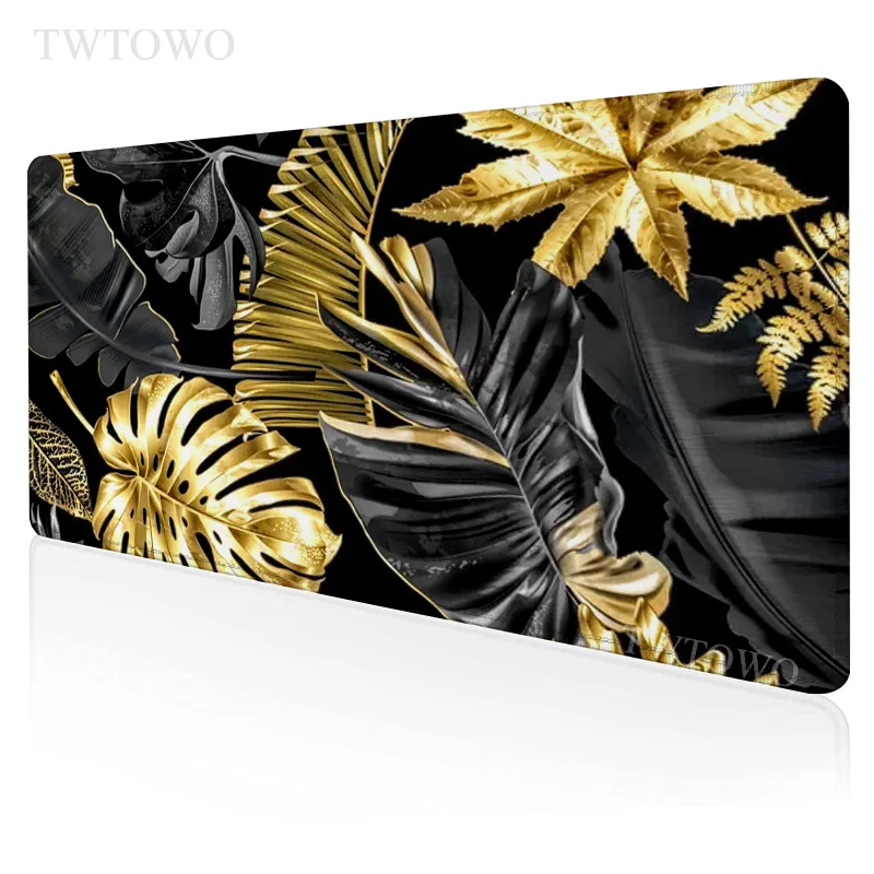 Black Gold Palm Leaves Mouse Pad Gaming XL Home Large Mousepad XXL MousePads Office Soft Anti Slip Natural Rubber Mice Pad