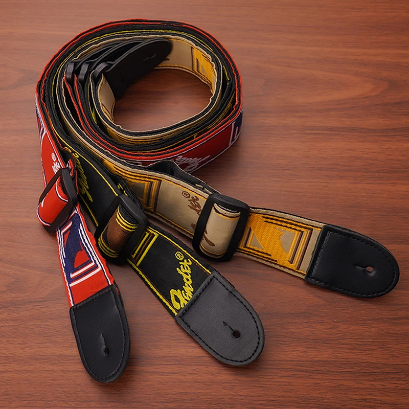 1pc Embroidery Guitar Strap Leather Acoustic Electric Guitar Widening Straps Folk Classical Wooden Guitars Shoulder Belt