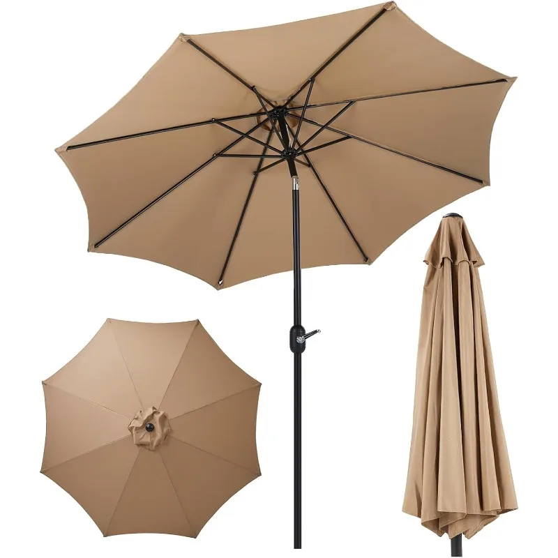 9FT Outdoor Patio Umbrella with Push Button Tilt and Crank,Outdoor Yard/Market Table Umbrella UV Protection & Waterproof