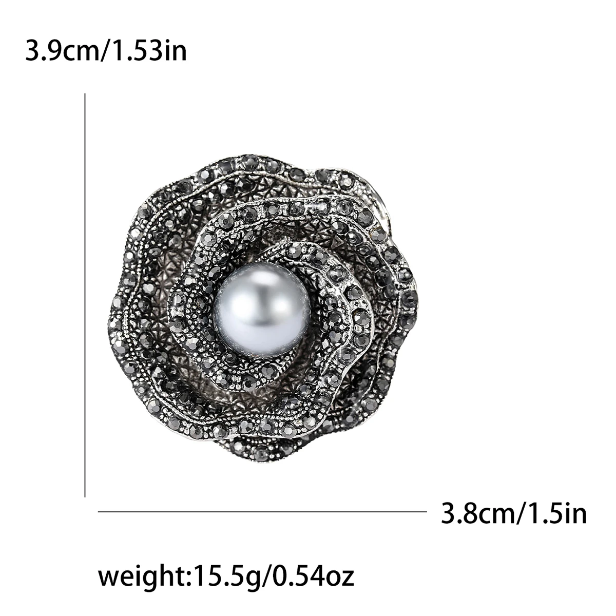 Beaut&Berry Vintage Rhinestone Black Pearl Brooches for Women Unisex Glamour Pins Casual Party Accessories New Gifts Friends
