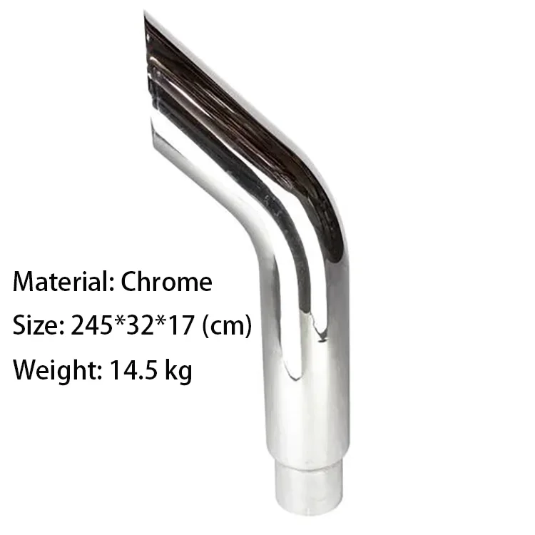 Hot Sale 96" Length 6 inch to 5 inch Bull Horn Chrome Exhaust Stack Pipe for Heavy-duty Truck