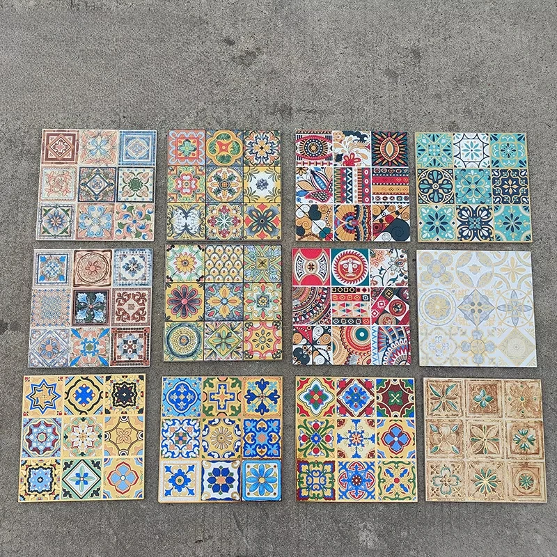 Vintage wall tiles Indian thangka gilt tiles balcony kitchen stove background wall flower tiles