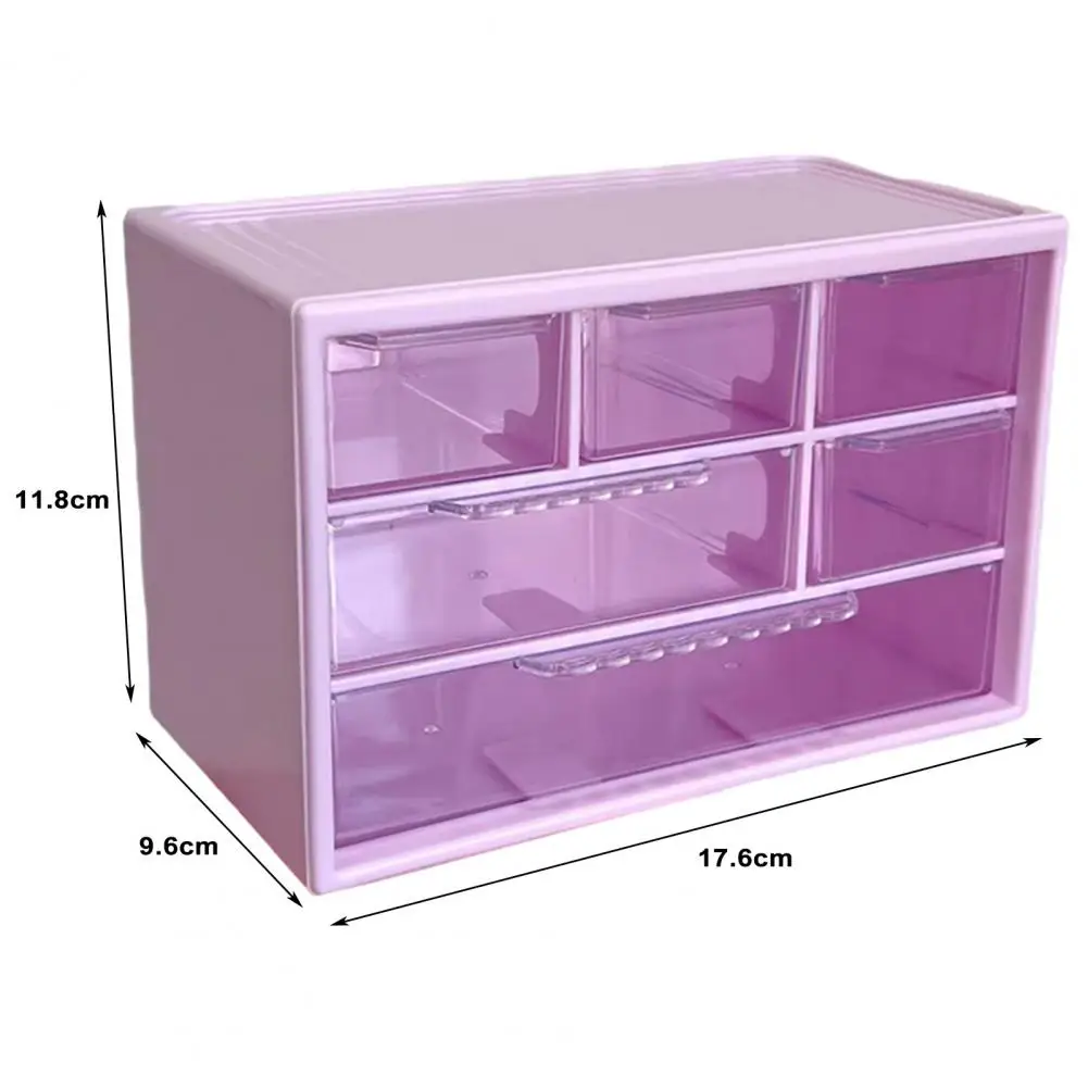 Visual Design Storage Box Capacity Drawer Desktop Storage Box with 6 Compartments Cosmetic Organizer Jewelry Hair Accessories