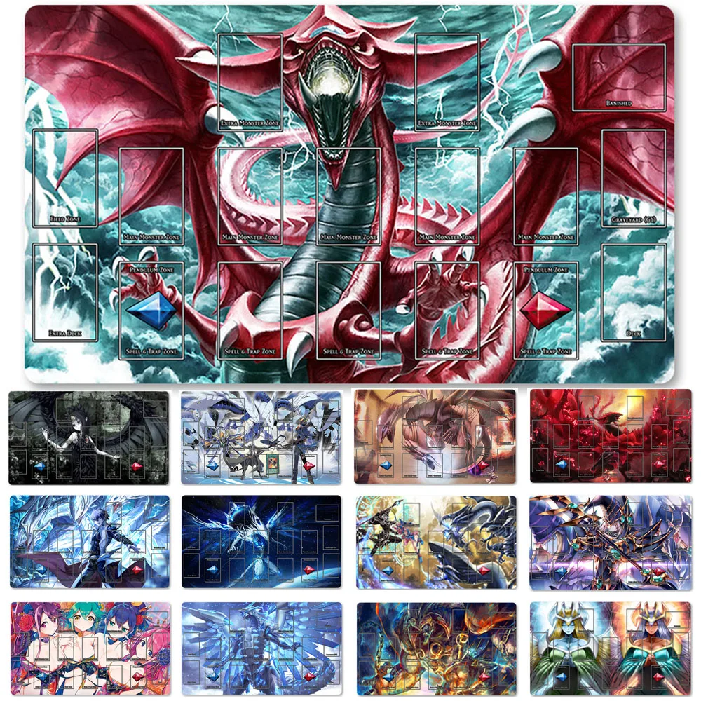 HOT OCG Playmat Blue-eyes Ultimate Dragon Dark Magician Duel Monsters Playmats Compatible for YuGiOh TCG + Free Bag - 148446