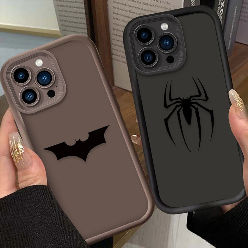 Marvel Batmans Spider Man Case For iPhone 16 15 14 13 12 11 Pro Max X XS X S Max XR SE 2020 8 7 Plus Shockproof Silicone Cover