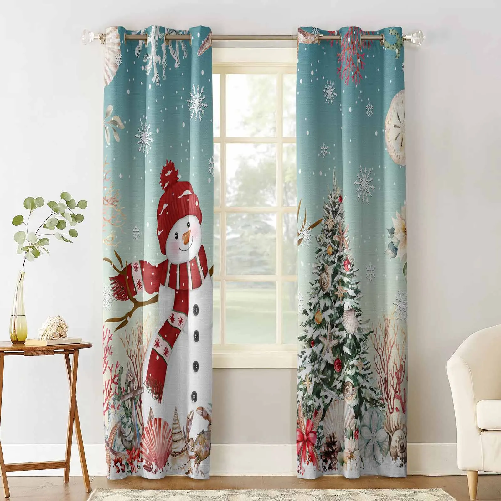 Christmas And Winter Snowman Curtains For Kitchen Bedroom Window Treatment Curtains For Living Room Home Decor