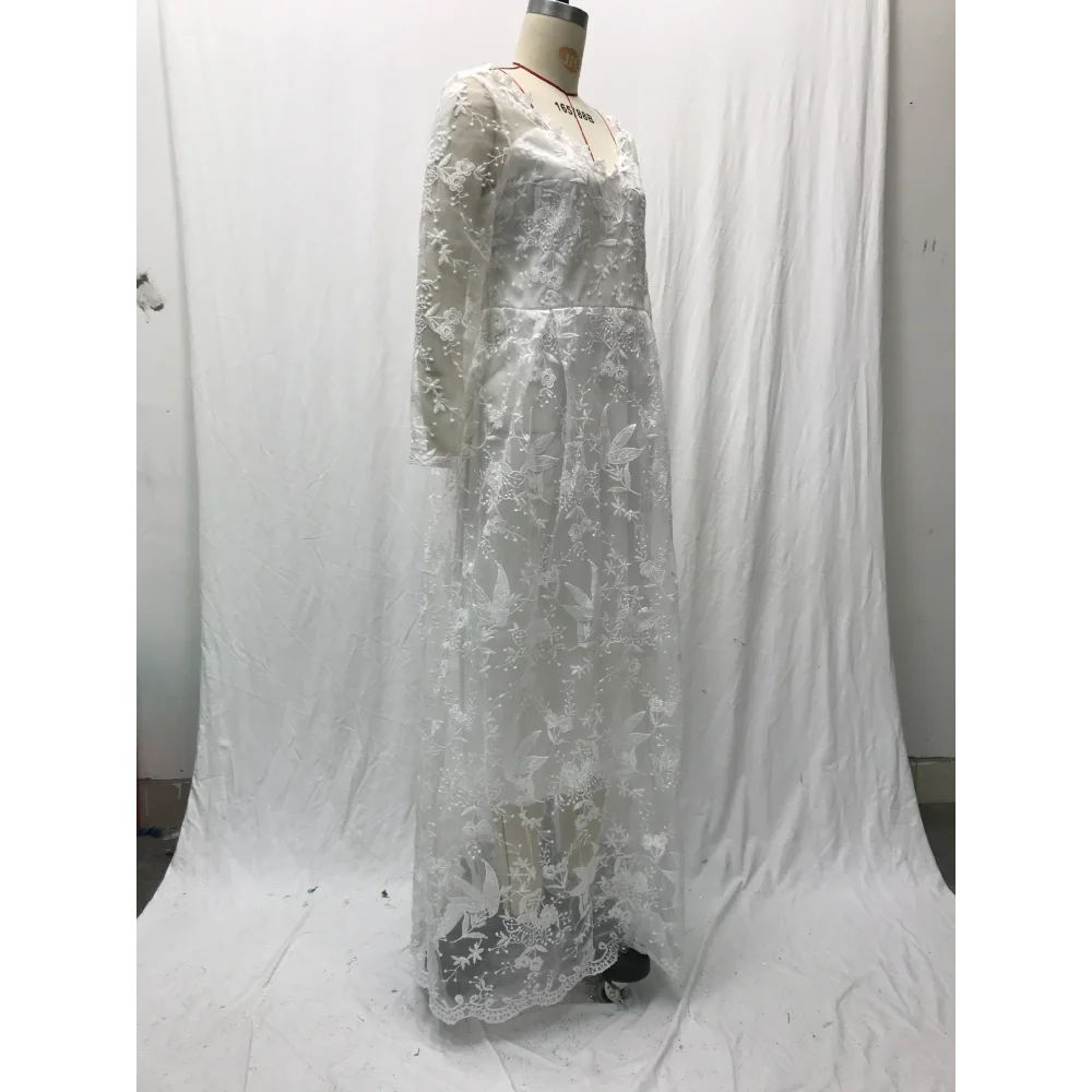 Elegant Maxi Dress for Women, Long Sleeve, V Neck, Party Dress, New, Summer, 2024