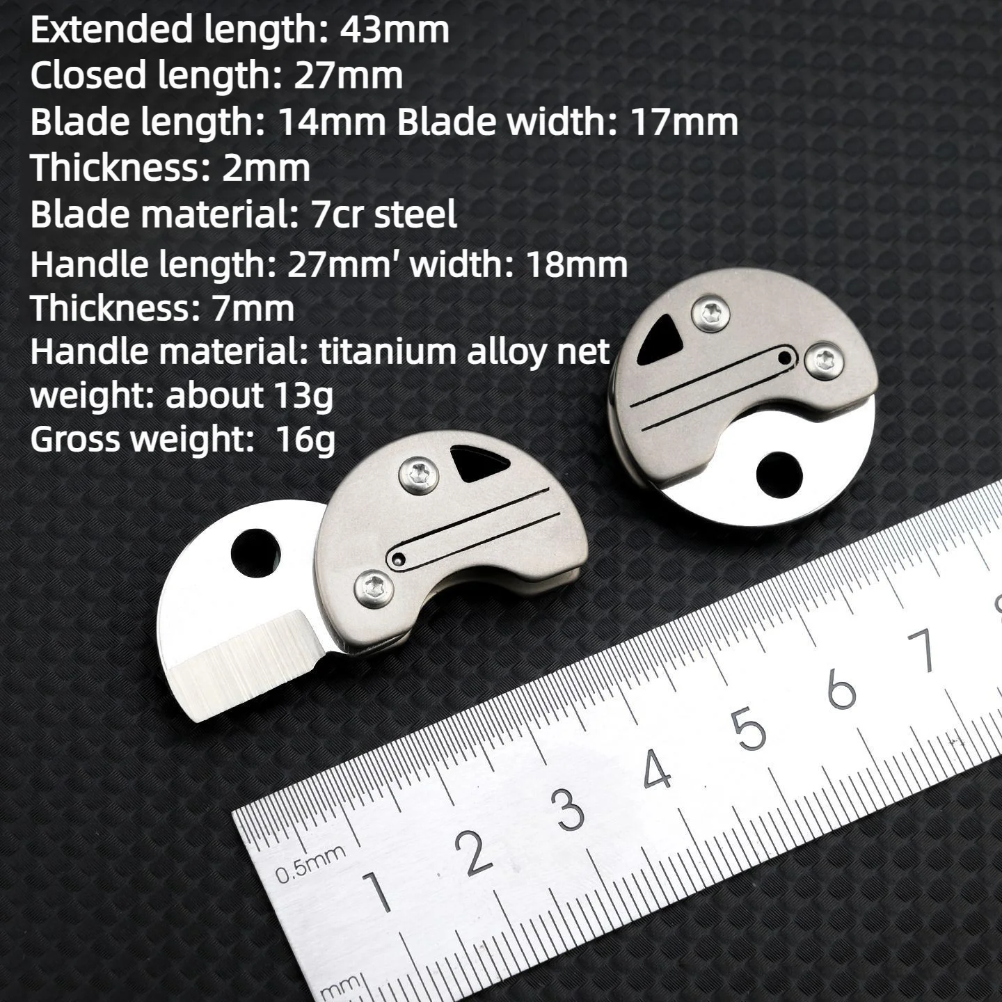 EDC Titanium Alloy Coin Mini Knife for Portable Disassembly Express Delivery Keychain Pendant Keychain Unboxing Folding Tool