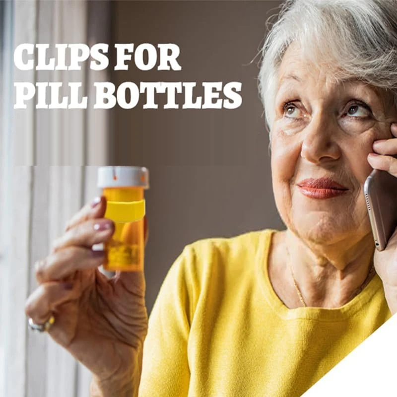 مشبك زجاجة الدواء، مشبك ملصق زجاجة الدواء، سهل التعرف على الدواء - زجاجة مع ملصق