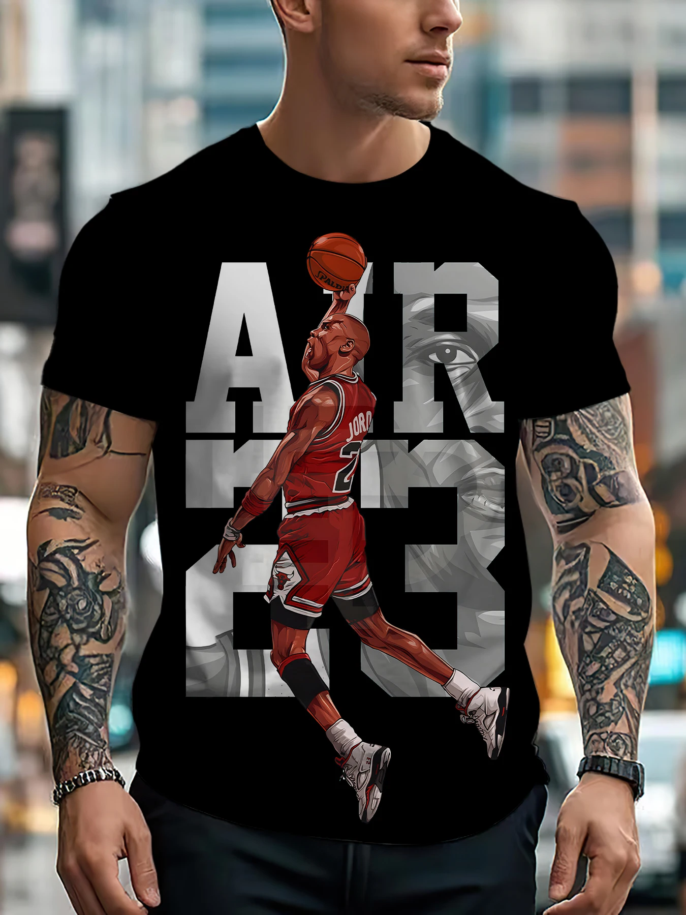 23 basketball printed short sleeved T-shirt fashionable sports and casual men's clothing a must-have for summer comfortable