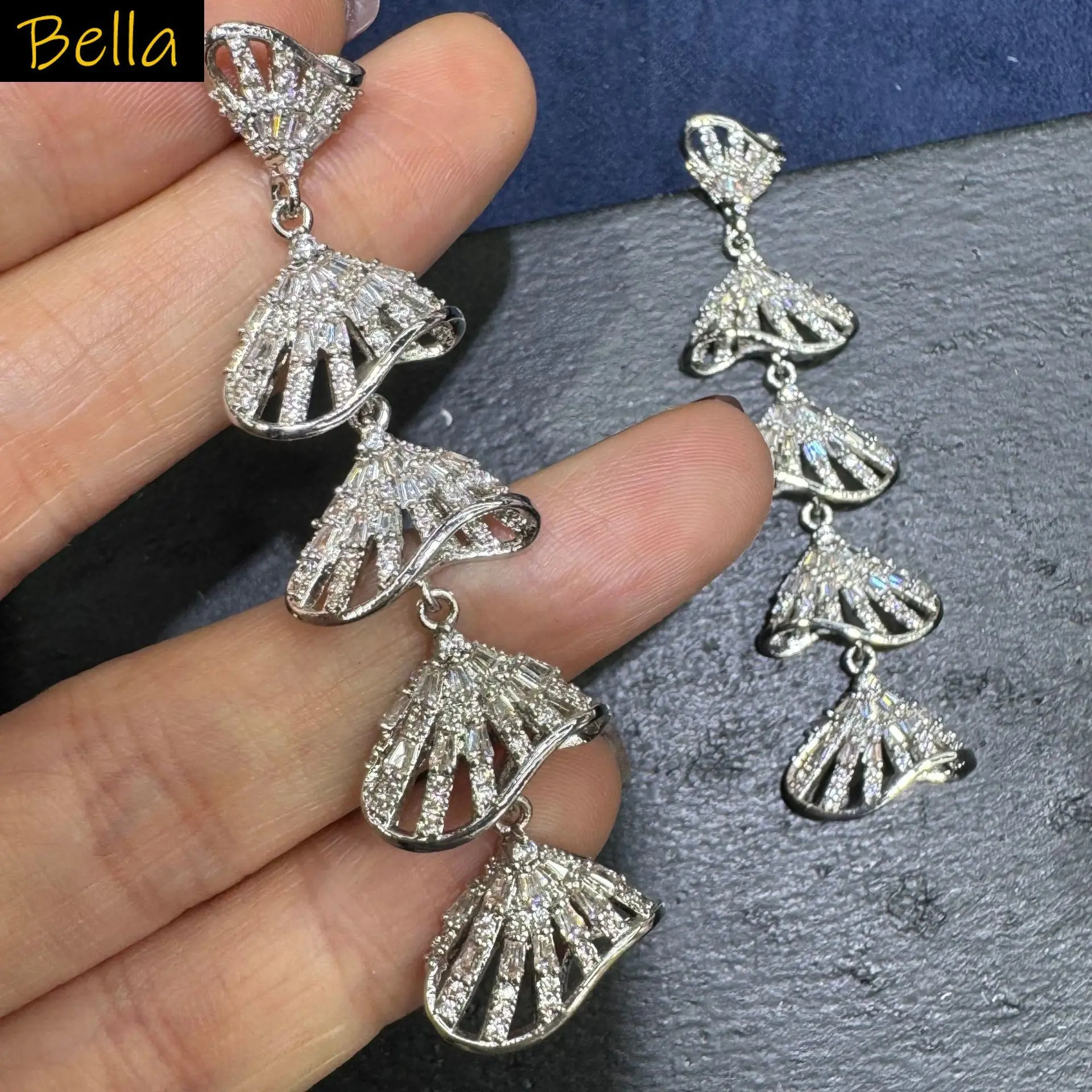 

fashion unique cubic zirconia earrings for women jewelry gala event wedding party long dangling earrings silver gold color