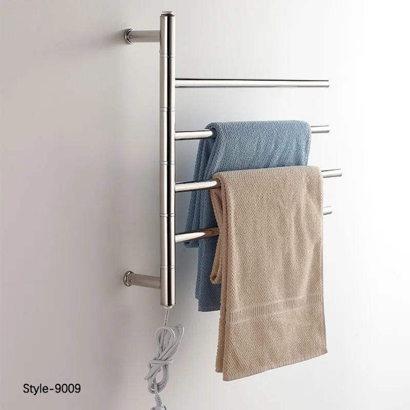 New Style Rotatable Electric Heating Towel Rail Stainless Steel Polishing Bathroom Towel Warmer Thermostatic Electric Towel Rack