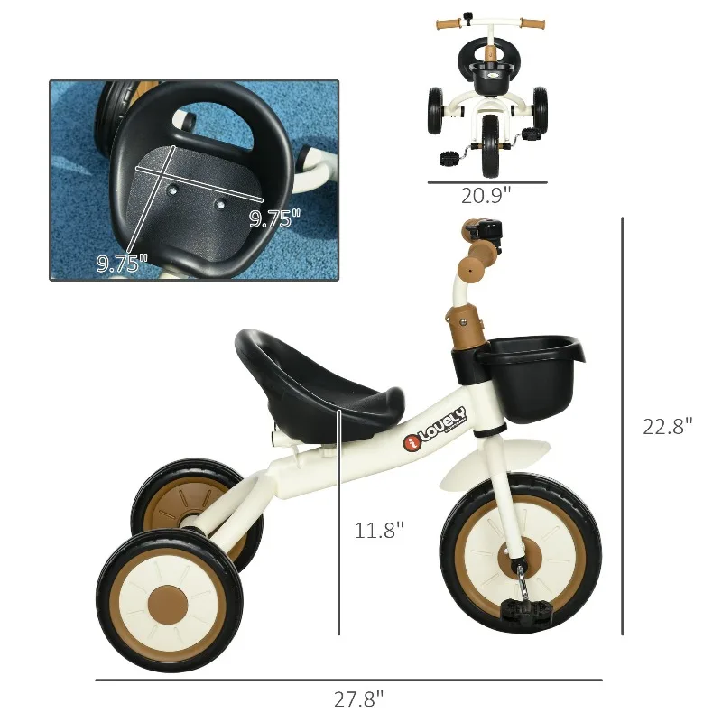 Triciclo infantil ajustável resistente para meninos e meninas adequado para brinquedos de ciclismo ao ar livre e interno com jogo ativo