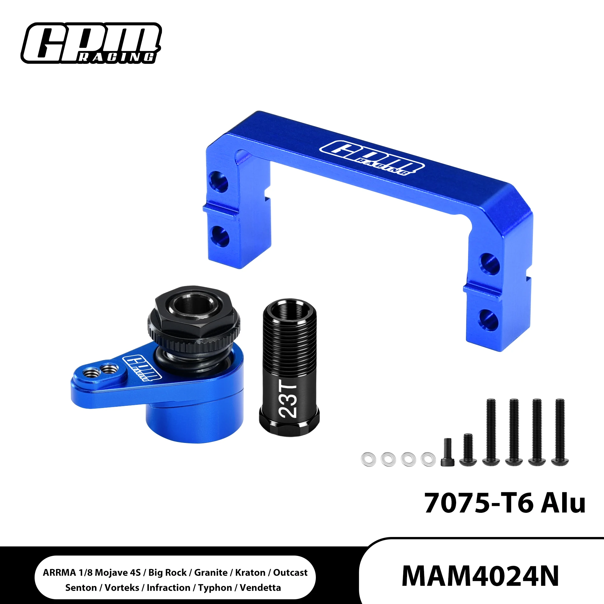 GPM Alloy 7075 Servo Mount & Servo Horn 25T Set For ARRMA 1/8 Mojave / Typhon / Vendetta / Infraction/ 1/10 Big Rock / Granite - view 3