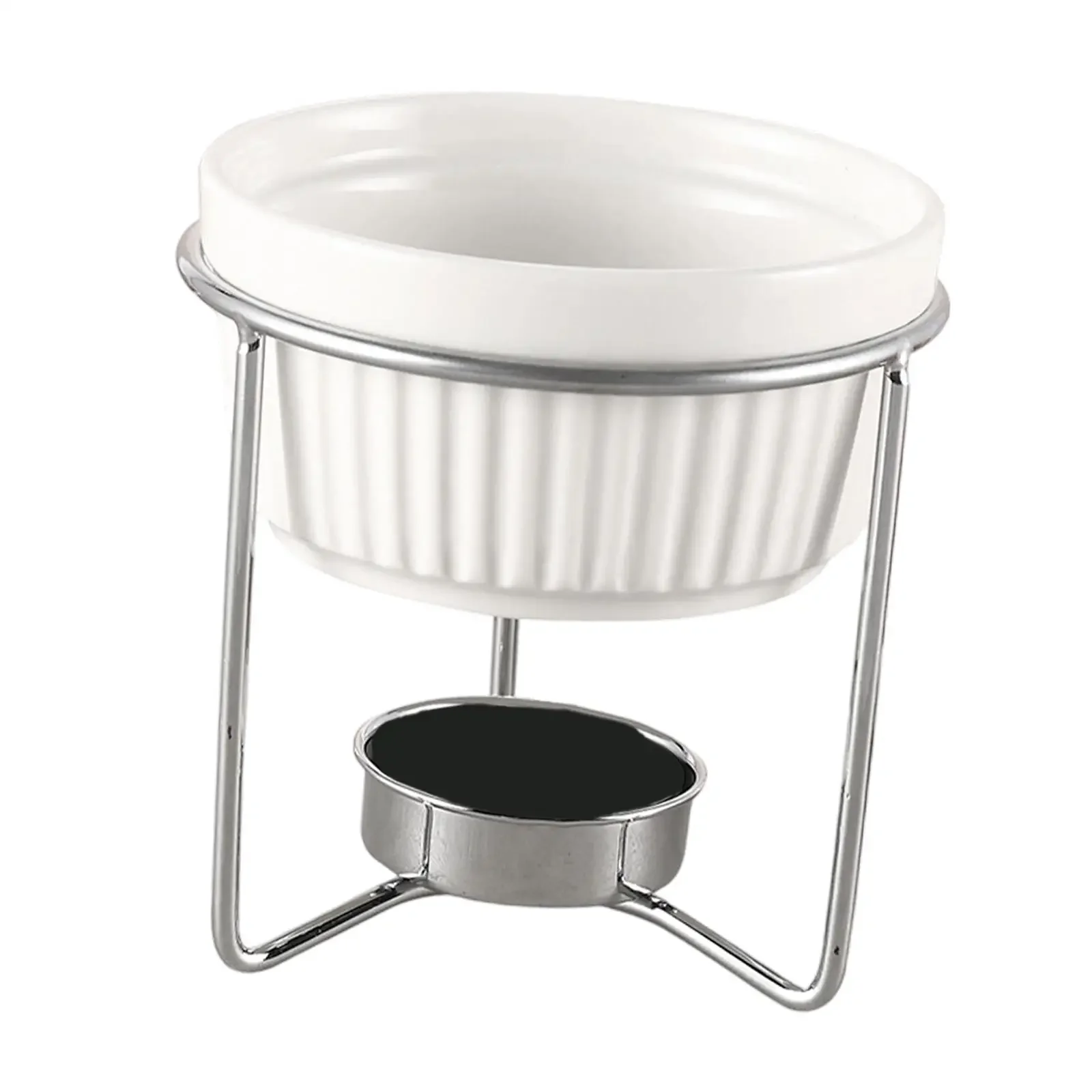 Ceramic Butter Melter Fondue Kit with Iron Support Kitchen Cheese Warmer Chocolate Pot for Family Party Sweets