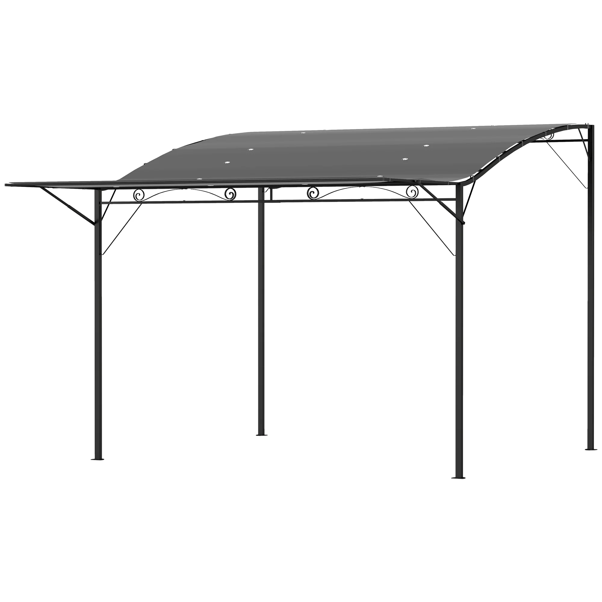 10' x 8' Outdoor Pergola and Patio Gazebo for Garden, Camper, Deck, Doors and Windows, Dark Gray view 6