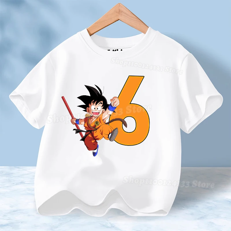 

Dragons Ball Kids T-shirt Cotton Cute Birthday Number 1-9Year Anime Print Boys Game Trend Clothes Short Sleeve Streetwear TShirt