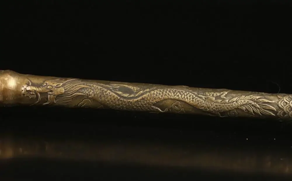 35cm SUPERB COLLECTION VINTAGE DECORATION BRASS CASTING LIFELIKE SHOE HORN Longevity Star Bead