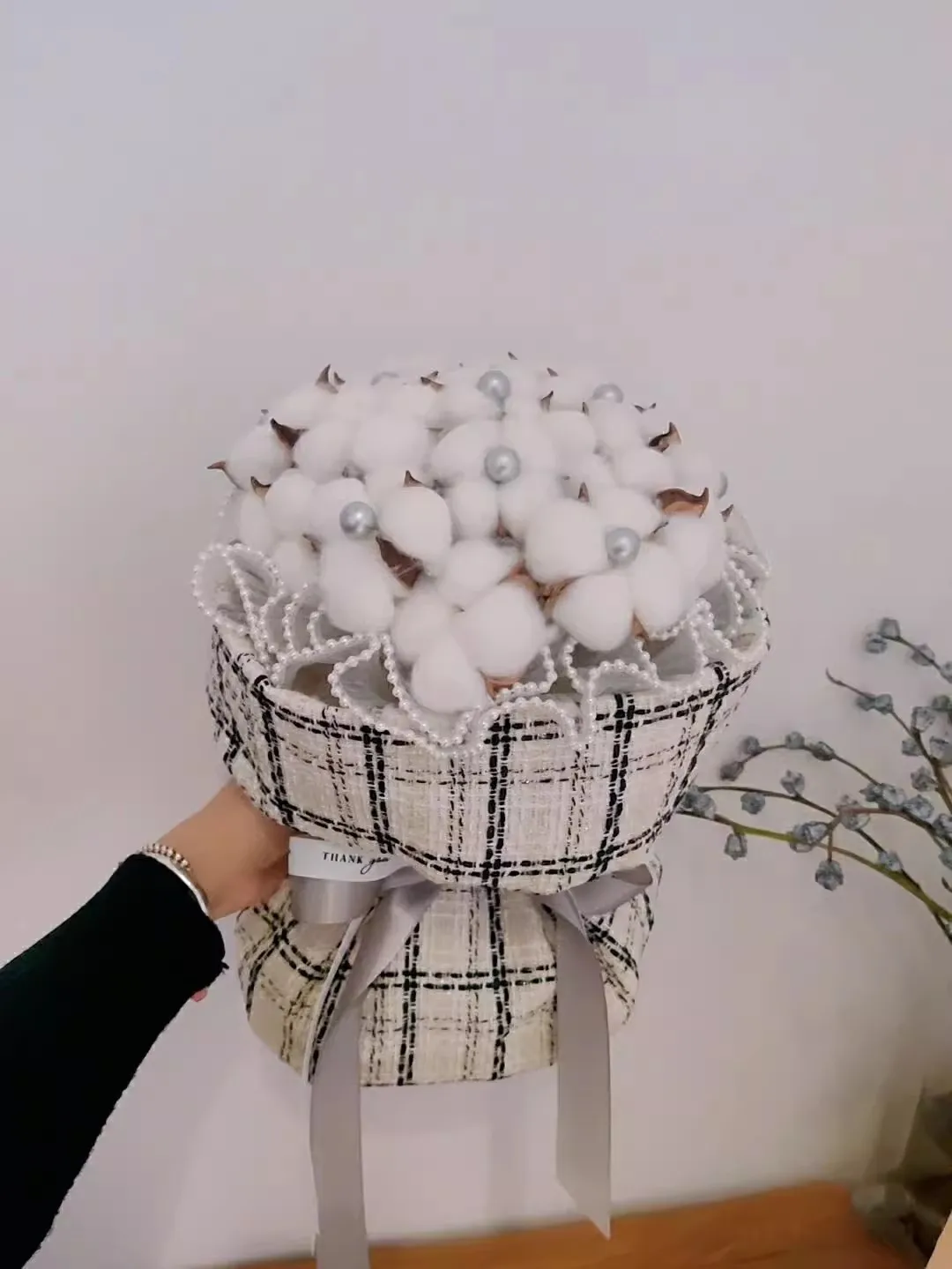 

Natural Cotton Head Shell with Stem, Dry Flower Arrangement, DIY Bouquet Accessories, Flower Shop Decoration Materials