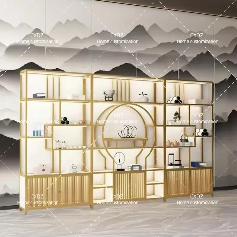 Modern Simple Partition Shelf Living Room Tea Cabinet Storage Display Stand Ornament Rack Duobao Pavilion Home Decor