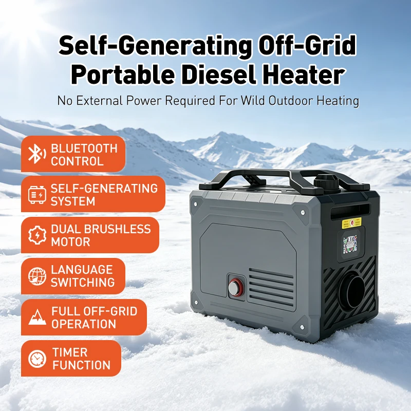 12-220v Self Generating 5KW All in One Parking Heater Dual Brushless Portable Outdoor Heater for Off Grid Winter Camping