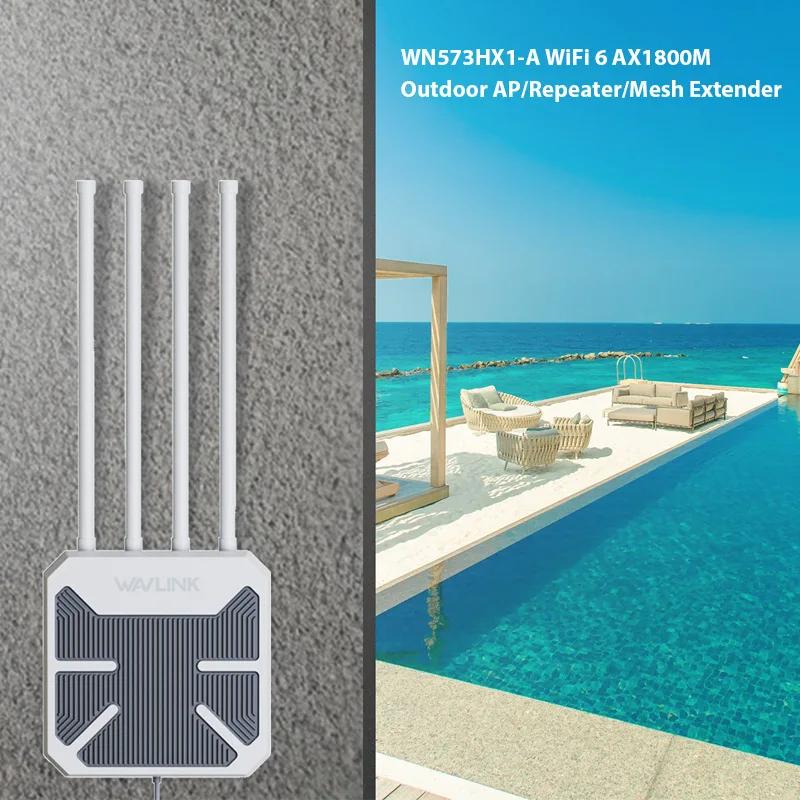 WiFi 6 AX1800 Dual-Frequency Long-Range 4-Antennas 300m Coverage IP67 Waterproof Wireless AP Repeater Amplifier