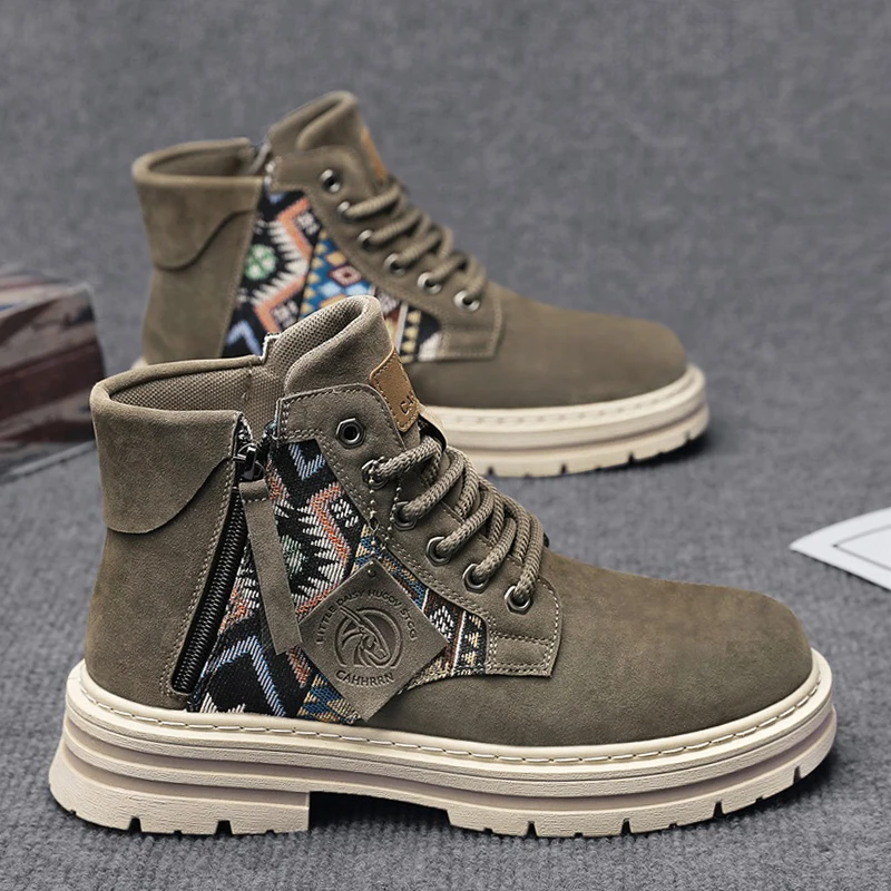 

Мужские ботинки до щиколотки, ковбойские боевые зимние тактические мотоциклетные ботинки «Челси», повседневная кожаная обувь для работы на открытом воздухе, для пешего туризма, дизайнерская роскошная обувь