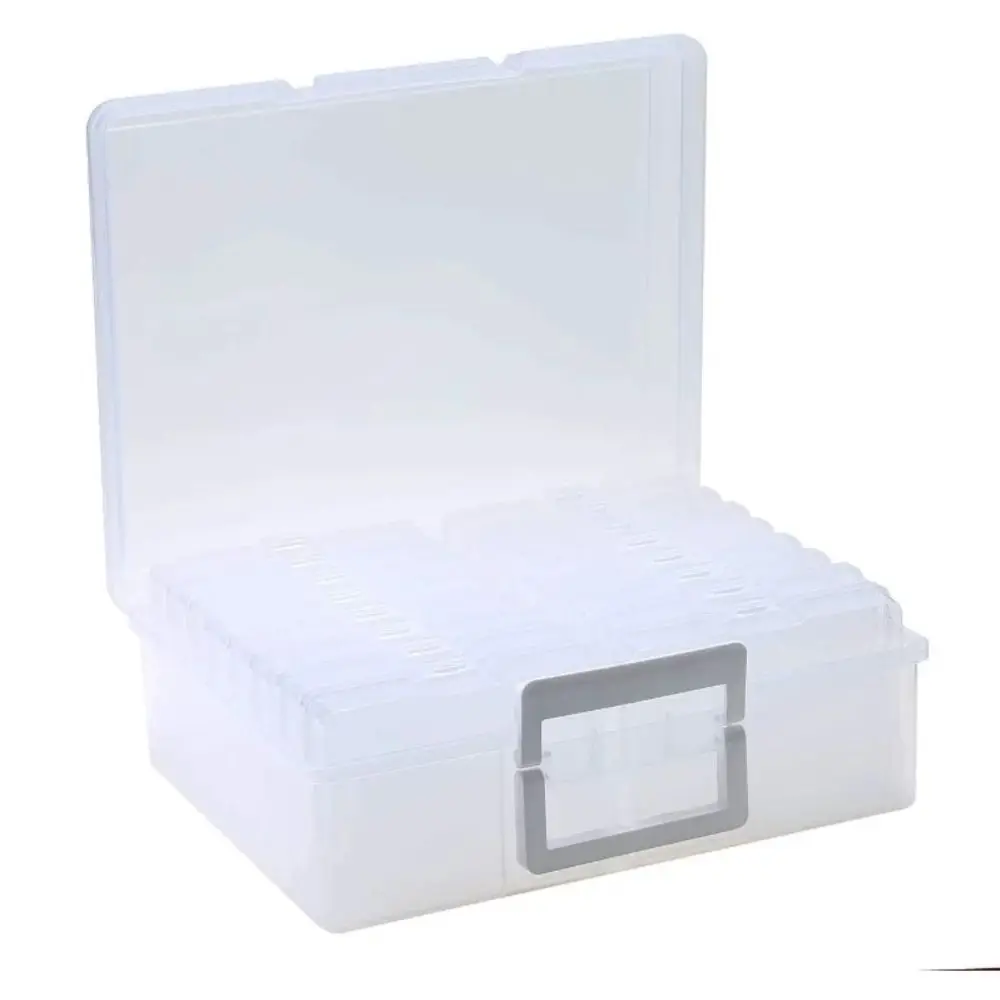 

Office Supplies 16 Inner Organizer Photo Storage Box Plastic Lids Craft Storage Case with Handle Clear Cards Keeper Label