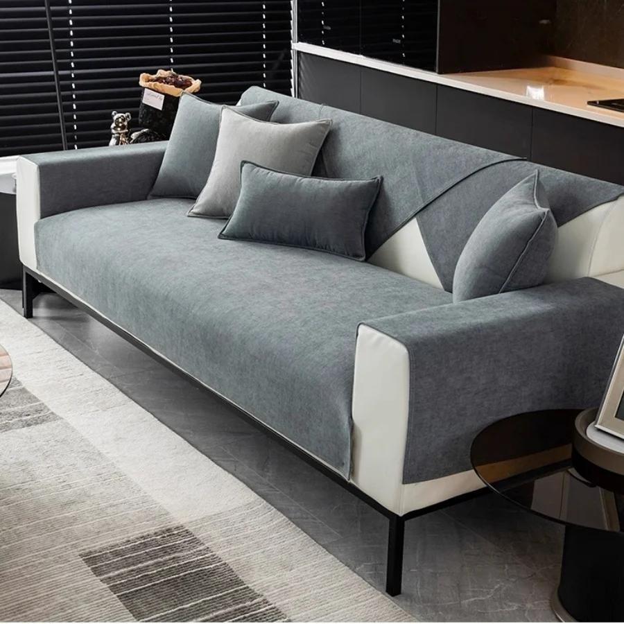 1pc Minimalist Solid Chenille Sofa Cover for Living Room Non-Slip Sofa Cushion Cover Four Seasons Universal Couch Protector