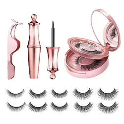 Magnetic Eyelashes and Eyeliner Kit Natural Look Full Eye Mink Lashes Extension Waterproof in Bulk Eyelash Tweezer Wholesale Set