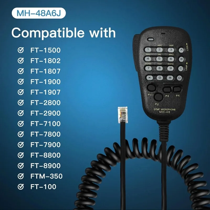 5pcs MH-48A6J DTMF Microphone 6 Pin MH-48 Speaker Keypad Mic for Yaesu FT-1900R FT-1500M FT-2800M FT-7800R FT-8900R Radios MIC