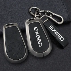 Zinc Alloy Leather Car Remote Smart Key Case Cover Holder for Chery Exeed VX FL CDM\LX PHEV Modified 2024 Keychain Accessories