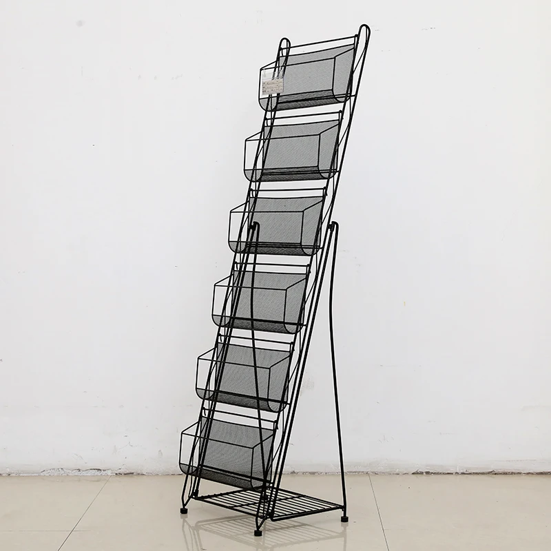 Dilated Metal  One Side  Six Net Surfaces Layer  Stable Magazine Rack with Four Feet