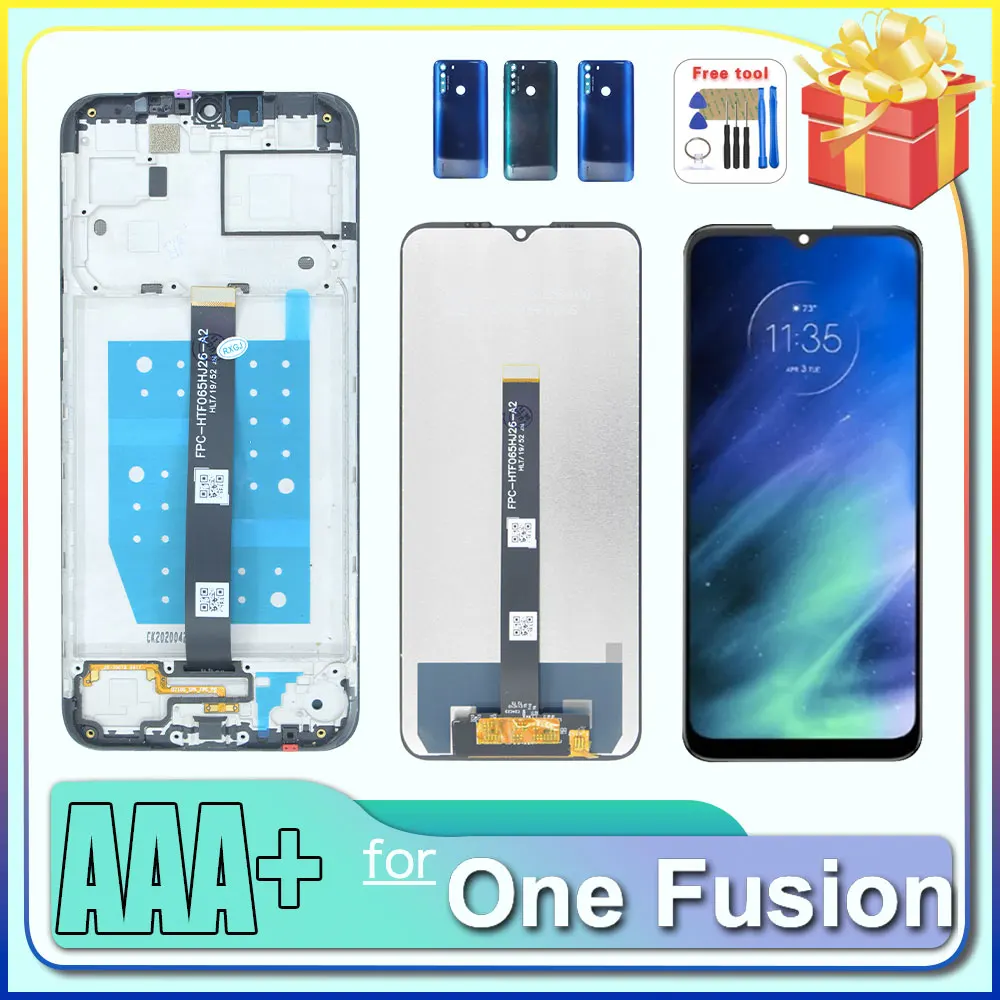 Pantalla LCD para Motorola Moto One Fusion, Repuesto de Pantalla Táctil Digitalizadora con Marco para Moto One Fusion XT2073