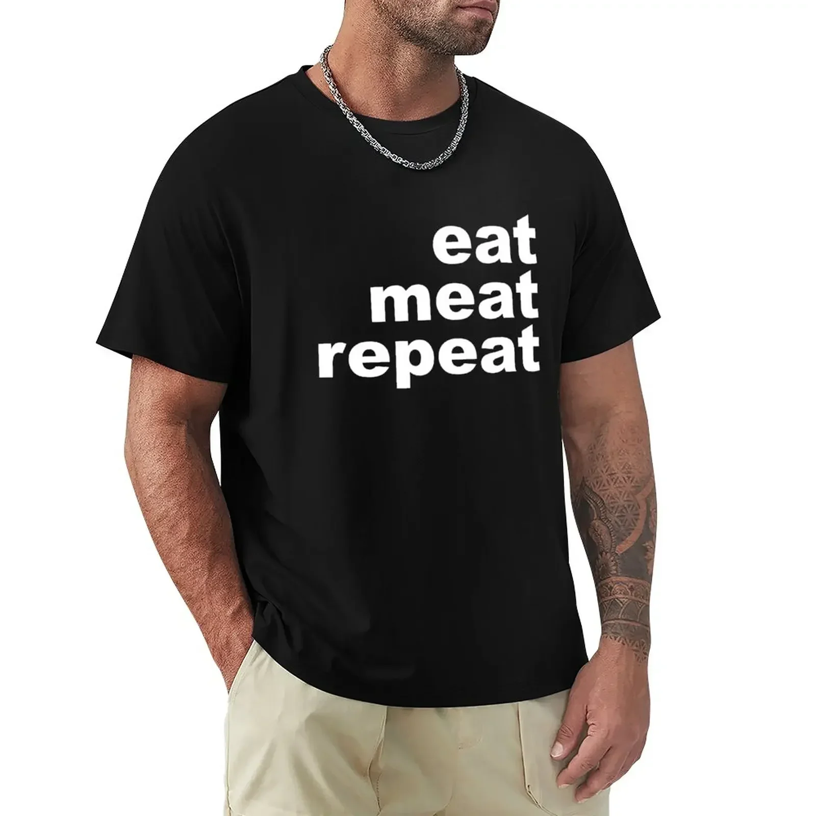 Eat Meat Repeat T-Shirt summer tops kawaii clothes anime mens clothing