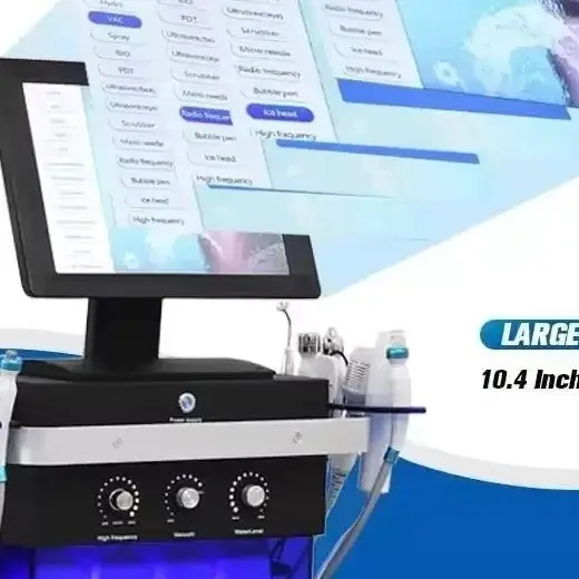 

Многофункциональный аппарат 14-в-1 для алмазного пилинга, гидропилинга, аква-фейслинга, вакуумной чистки кожи, лифтинга и пузырькового спа. Настоятельно рекомендуется.