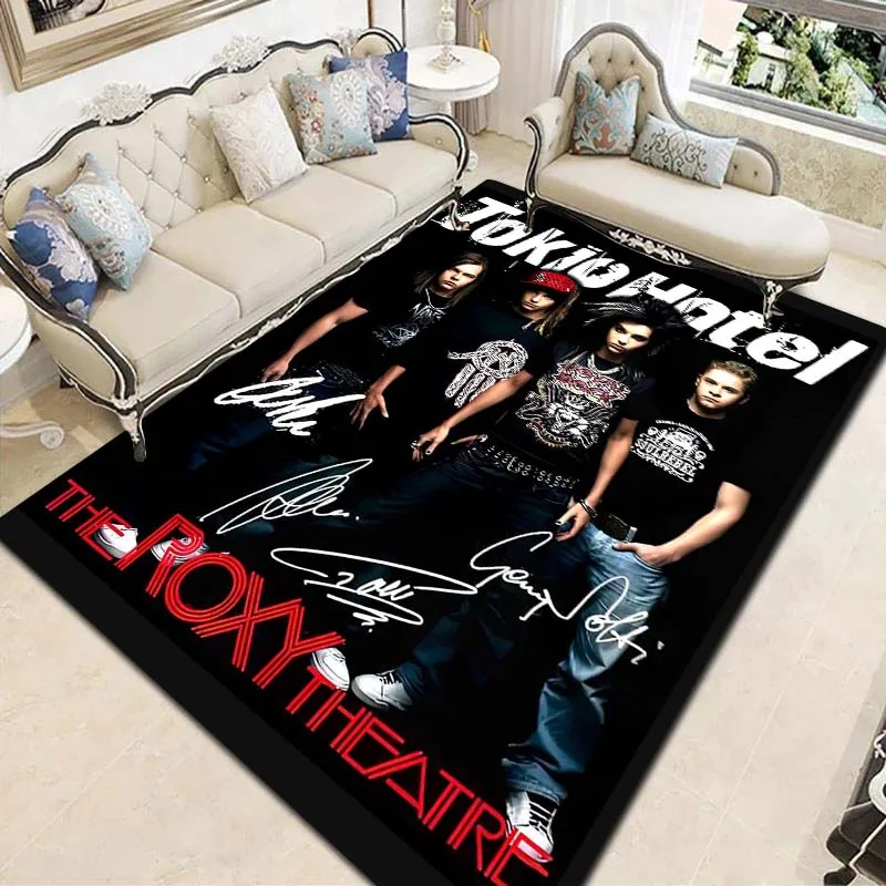 HD Vintage Tokio Hotel Band Carpet HD Print Bill Tom Kaulitz Anti Slip Soft Rug Bedroom Living Room Decor Fan Birthday Present