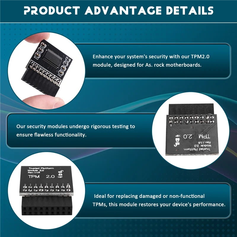 

New--TPM2.0 Security Module For As.Rock LPC 18 Pin Motherboards TPM Module For Asrock Rack