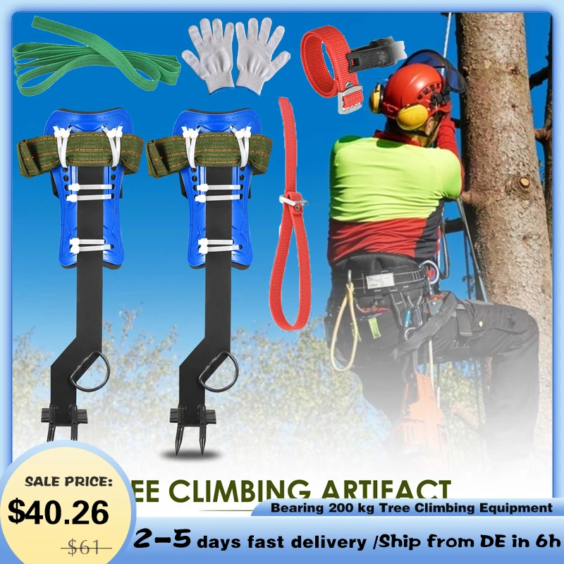 

Tree Climbing Equipment Tree Climbing Tool Crampons 304 Stainless Steel Climbing Spikes with Safety Belts Bearing 200 kg