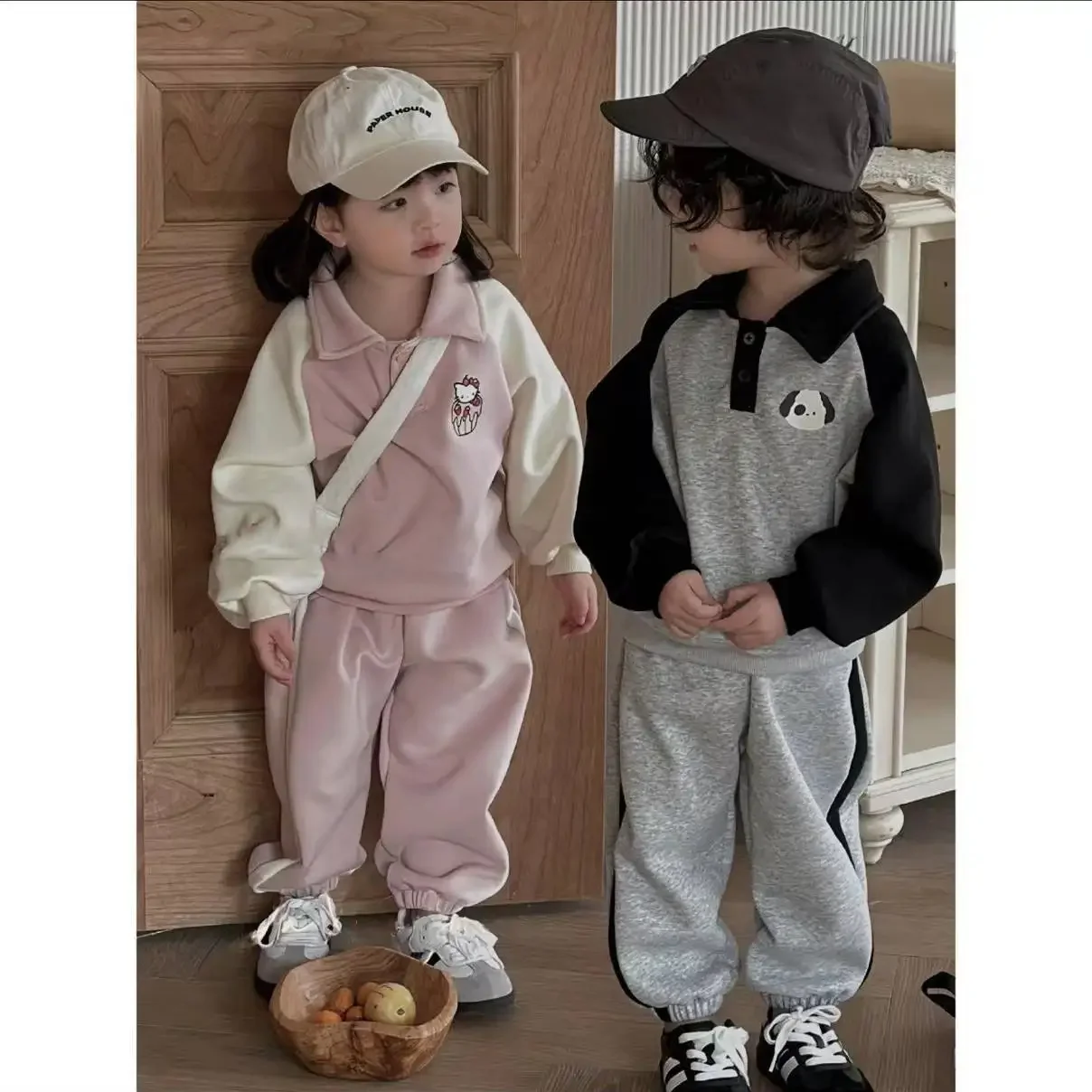 

Baby's Sets Children's Sweatshirt Suit Two-piece Suit Stylish Genuine Chinese Cotton Anti-pilling Soft Outer Wear Casual Simple