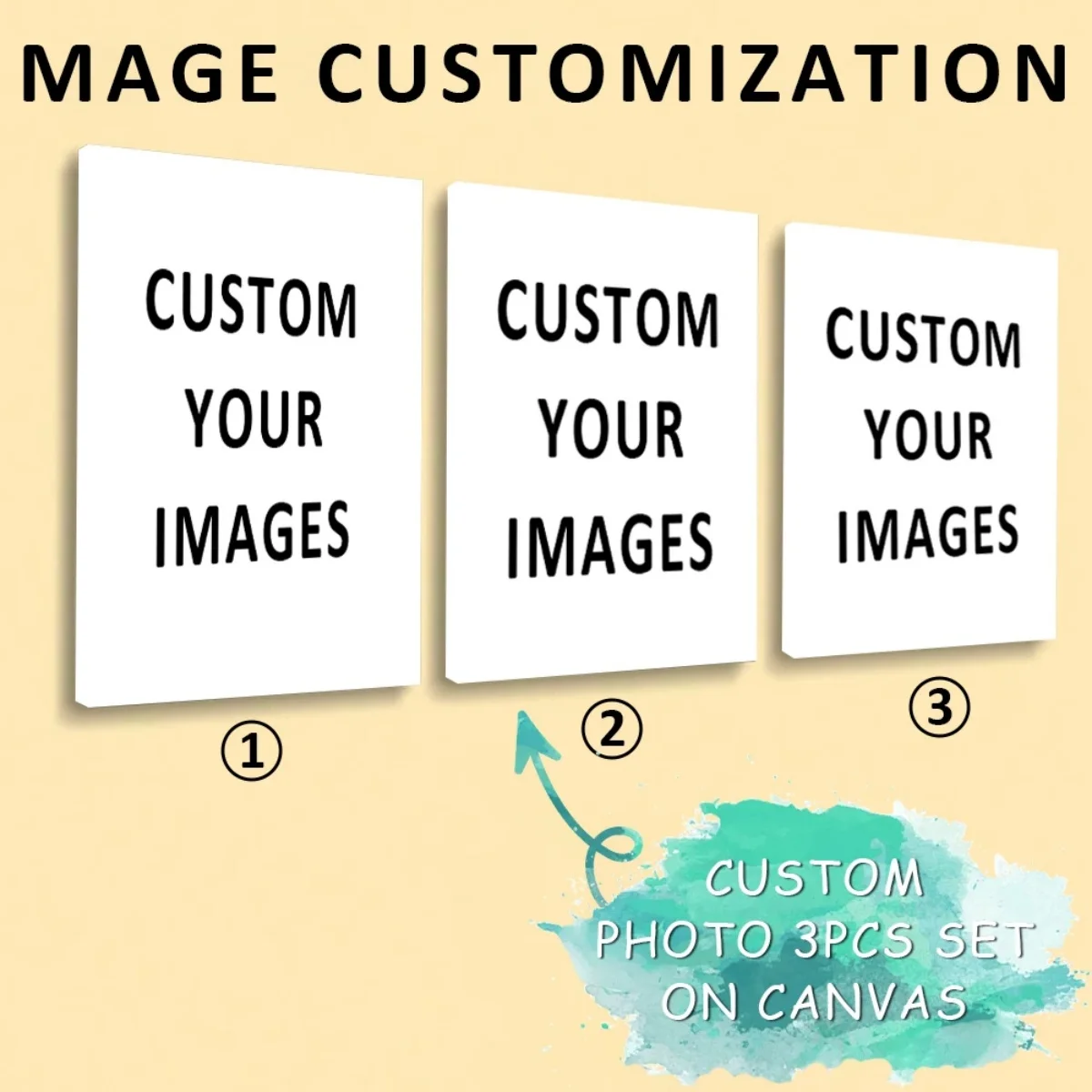 3pcs/set Personalized Custom Photo Canvas Printing Suitable for Family Life Pets Scenery Couple Weddings Home Decor Poster Gifts