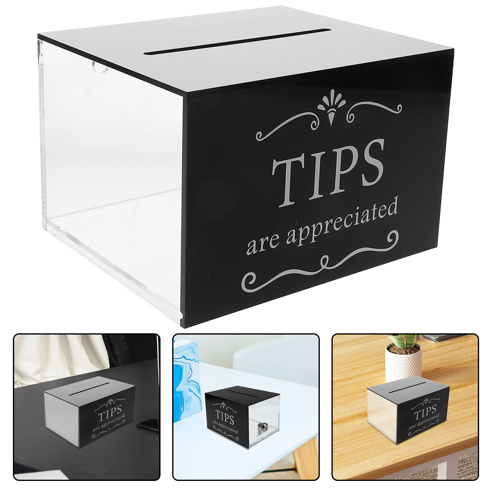 

Boxes Donation Tip Bottle Presenter for Night Club Coin Bucket Money Jars Black Change