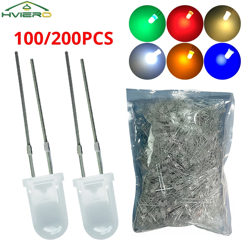 

100/200X Diy Led Decoration Holiday Home Interior Building Ambience Lighting Sign 5mm Round Diffused LED Kit Ultra Bright Diodes